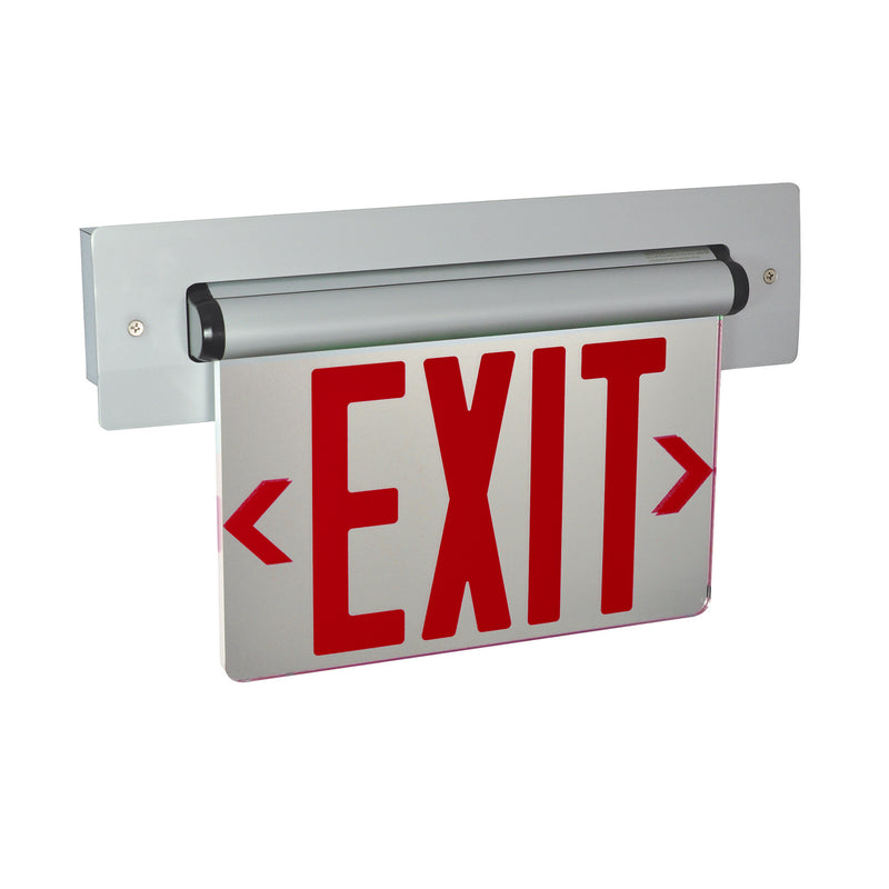 Nora Lighting NX-814-LEDRMA LED Edge-Lit Exit Sign, Red/Mirror/Aluminum
