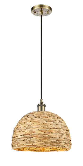 Innovations 516-1P-AB-RBD-12-NAT One Light Pendant, Antique Brass