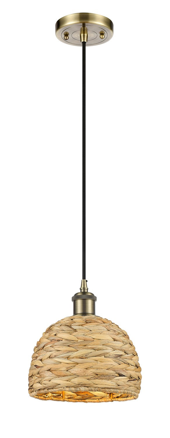 Innovations 516-1P-AB-RBD-8-NAT One Light Pendant, Antique Brass