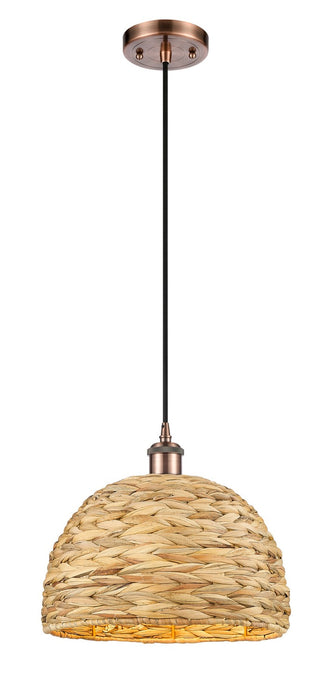 Innovations 516-1P-AC-RBD-12-NAT One Light Pendant, Antique Copper