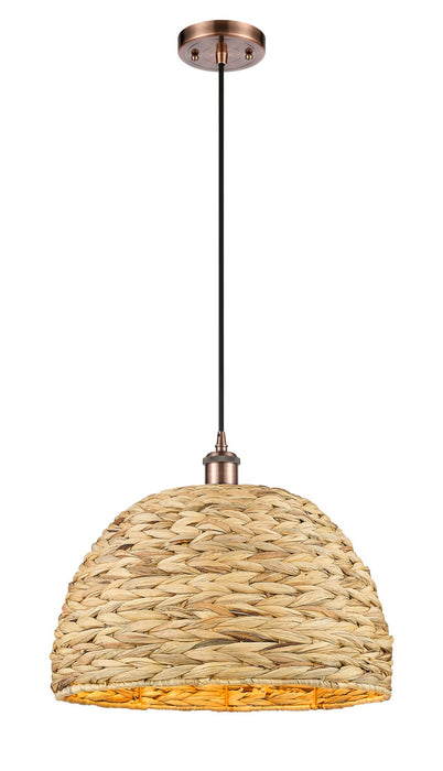 Innovations 516-1P-AC-RBD-16-NAT One Light Pendant, Antique Copper