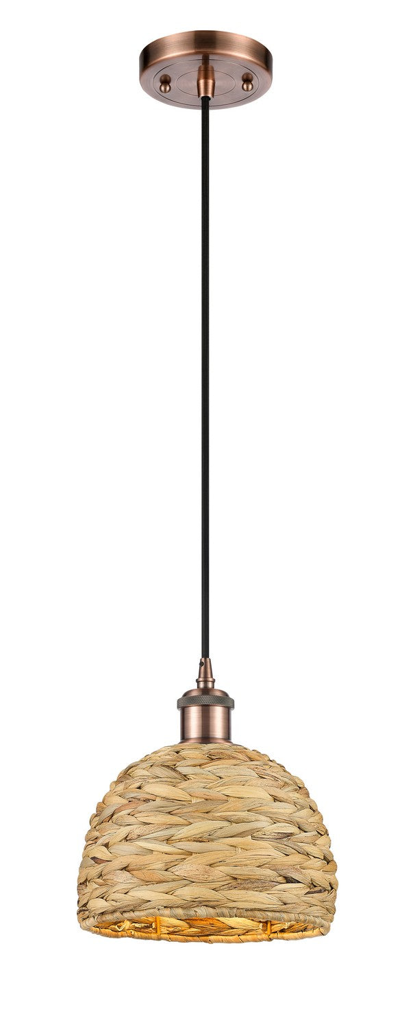 Innovations 516-1P-AC-RBD-8-NAT One Light Pendant, Antique Copper