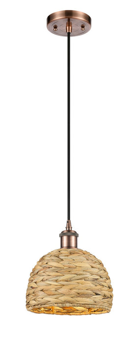 Innovations 516-1P-AC-RBD-8-NAT One Light Pendant, Antique Copper
