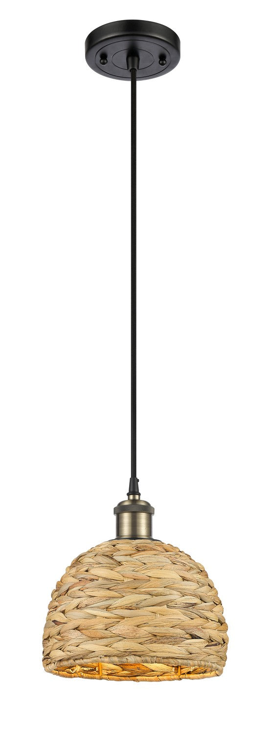 Innovations 516-1P-BAB-RBD-8-NAT One Light Pendant, Black Antique Brass