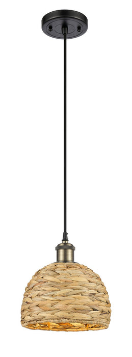 Innovations 516-1P-BAB-RBD-8-NAT One Light Pendant, Black Antique Brass
