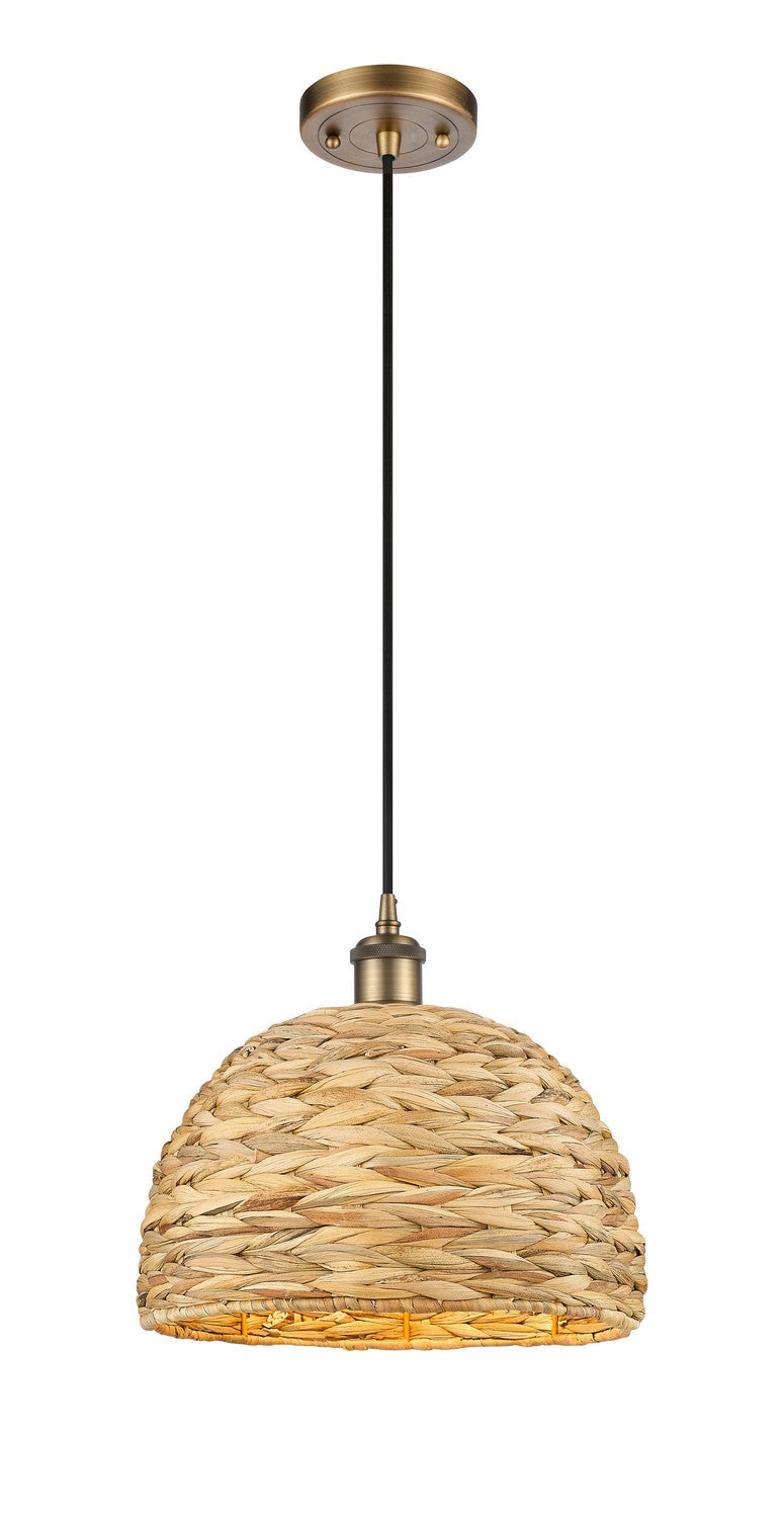 Innovations 516-1P-BB-RBD-12-NAT One Light Pendant, Brushed Brass