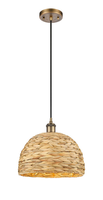 Innovations 516-1P-BB-RBD-12-NAT One Light Pendant, Brushed Brass