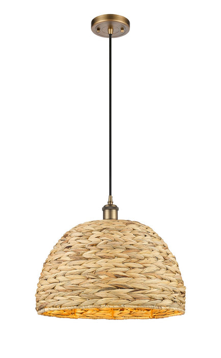 Innovations 516-1P-BB-RBD-16-NAT One Light Pendant, Brushed Brass