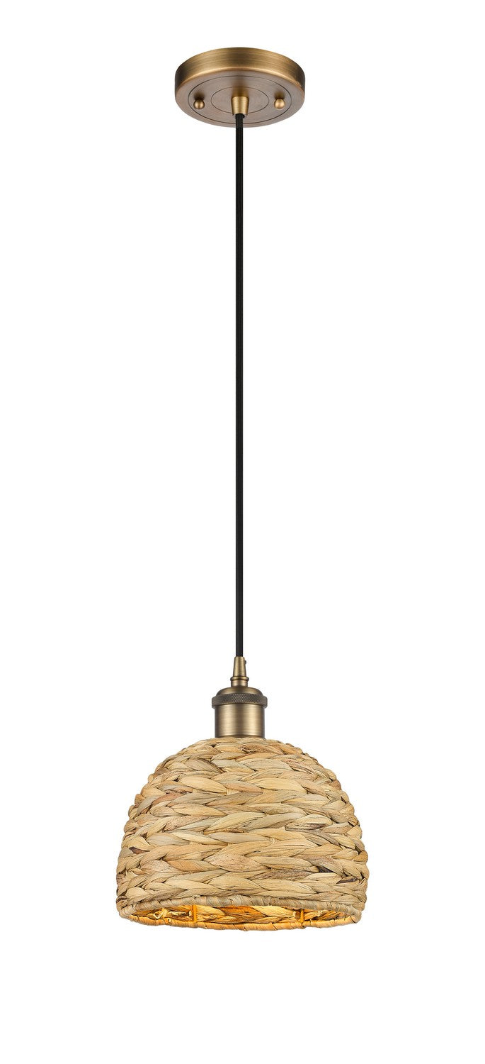 Innovations 516-1P-BB-RBD-8-NAT One Light Pendant, Brushed Brass