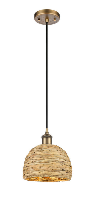 Innovations 516-1P-BB-RBD-8-NAT One Light Pendant, Brushed Brass