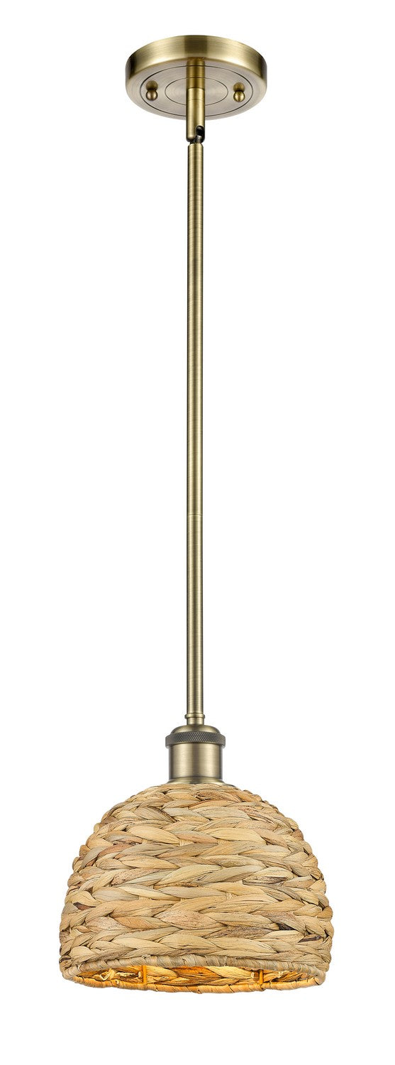 Innovations 516-1S-AB-RBD-8-NAT One Light Pendant, Antique Brass
