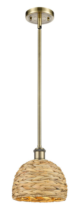Innovations 516-1S-AB-RBD-8-NAT One Light Pendant, Antique Brass