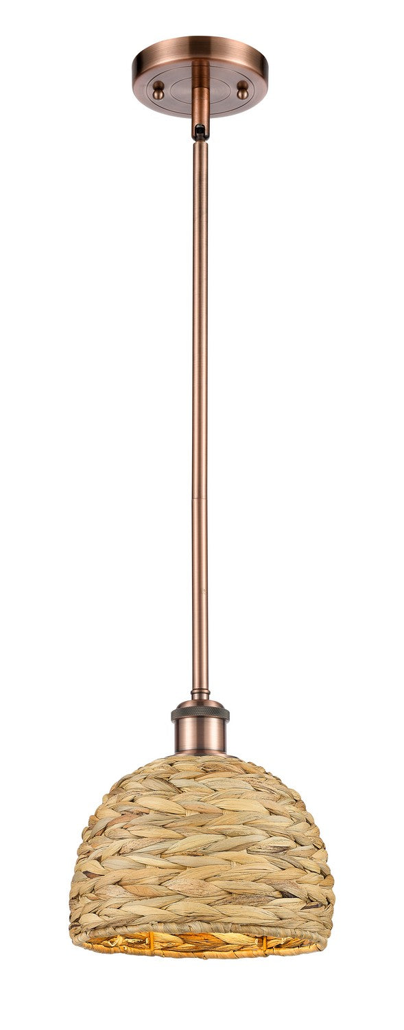 Innovations 516-1S-AC-RBD-8-NAT One Light Pendant, Antique Copper