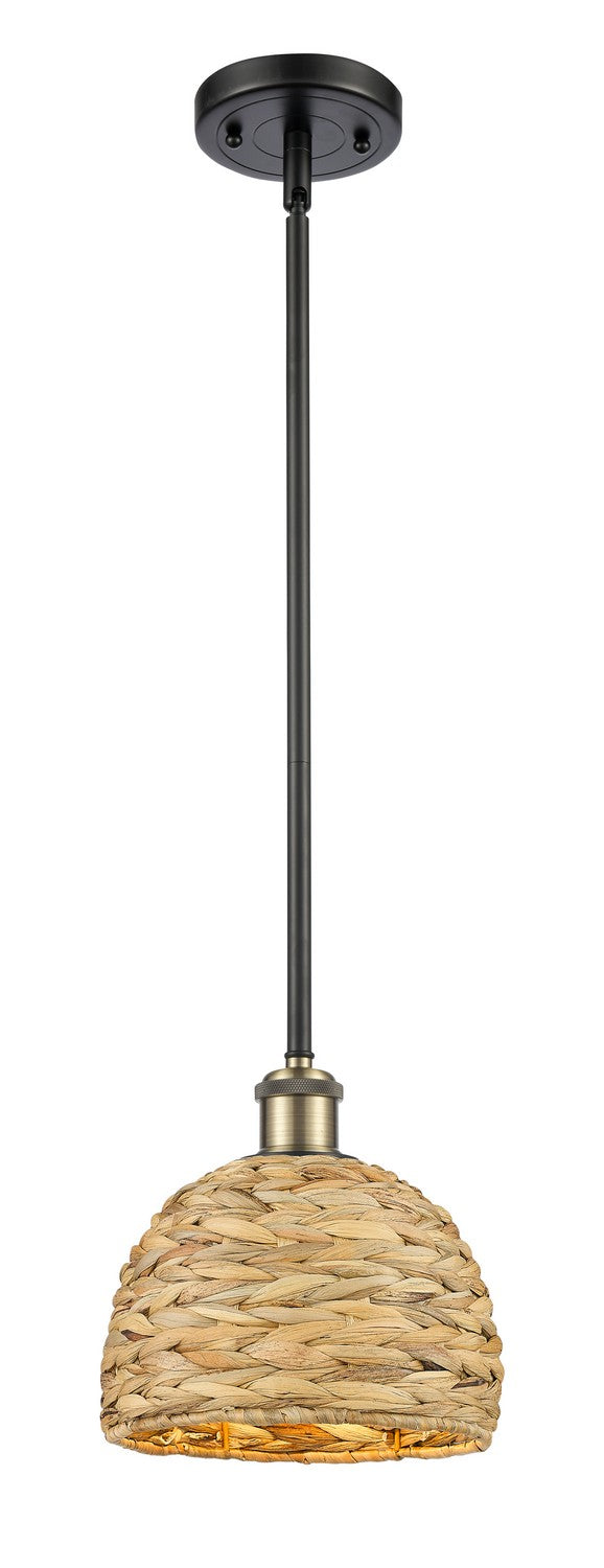 Innovations 516-1S-BAB-RBD-8-NAT One Light Pendant, Black Antique Brass