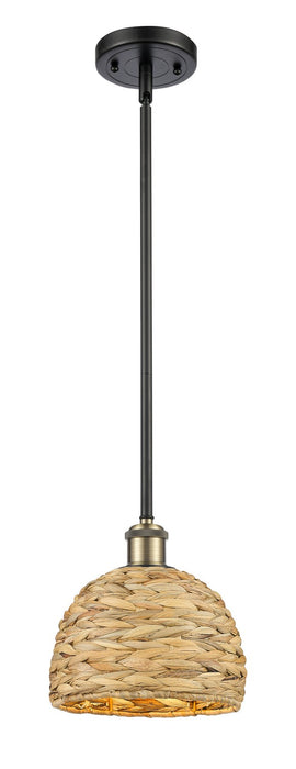 Innovations 516-1S-BAB-RBD-8-NAT One Light Pendant, Black Antique Brass