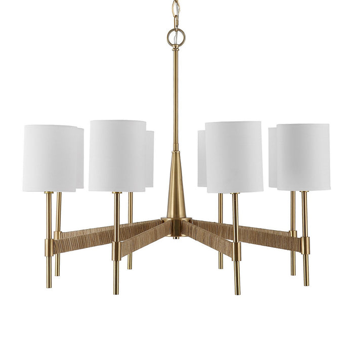 Uttermost 21372 Eight Light Chandelier, Warm Brass With Rattan Wrap