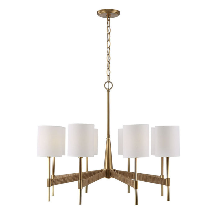 Uttermost 21372 Eight Light Chandelier, Warm Brass With Rattan Wrap