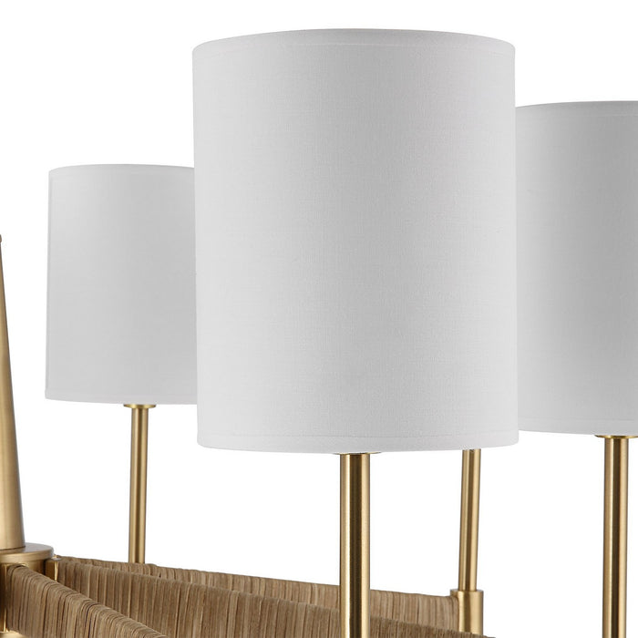 Uttermost 21372 Eight Light Chandelier, Warm Brass With Rattan Wrap