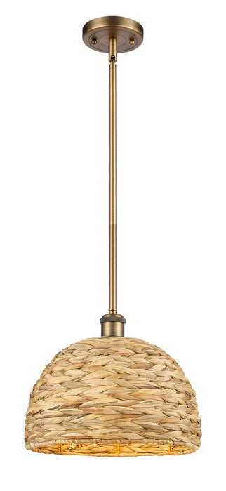 Innovations 516-1S-BB-RBD-12-NAT One Light Pendant, Brushed Brass