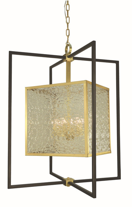 Framburg 5778 BR/MBLACK Six Light Foyer Chandelier, Brushed Brass/Matte Black