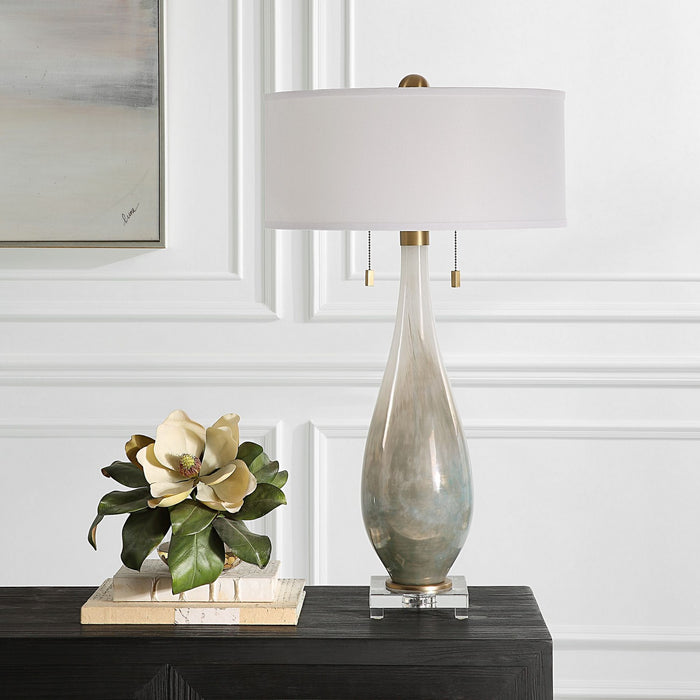 Uttermost 30231 Two Light Table Lamp, Brushed Brass