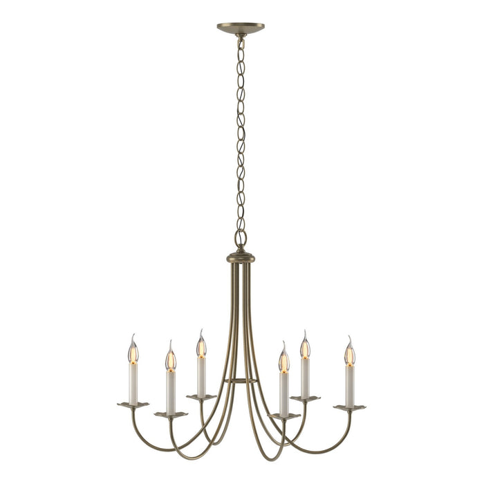 Hubbardton Forge 101160-SKT-84 Six Light Chandelier, Soft Gold