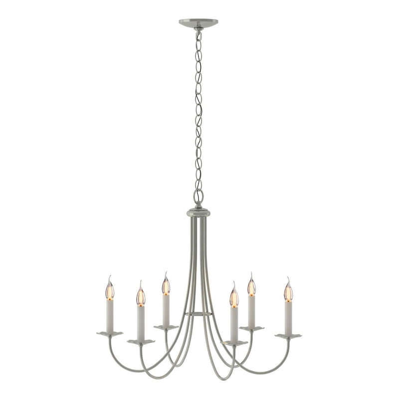 Hubbardton Forge 101160-SKT-85 Six Light Chandelier, Sterling