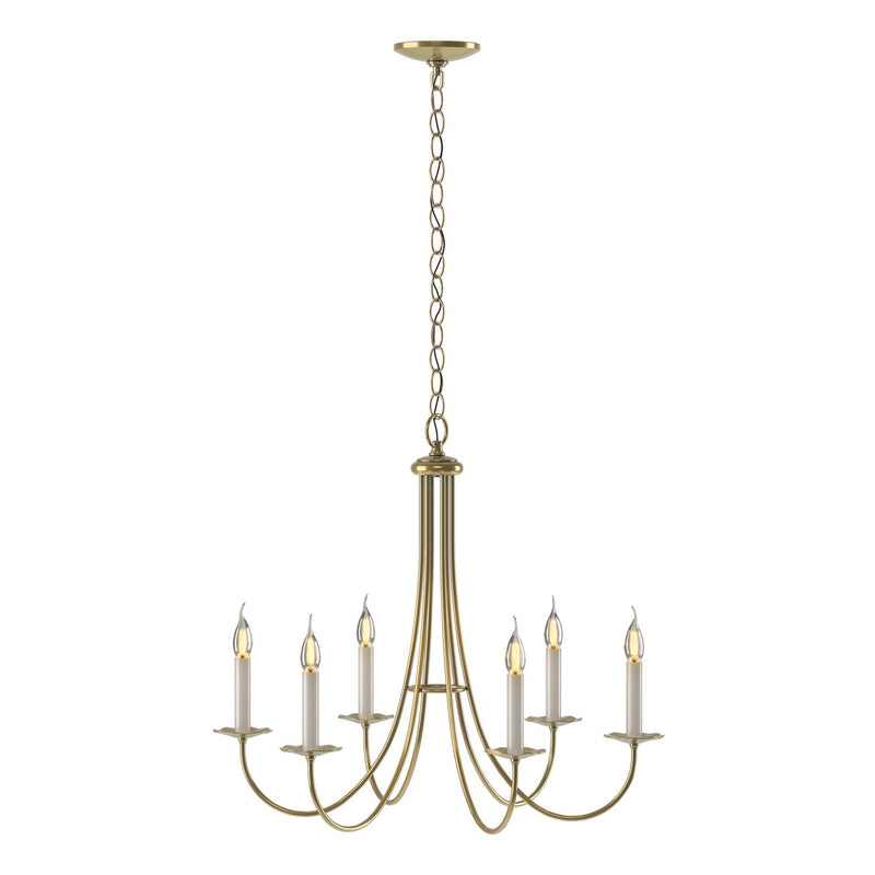 Hubbardton Forge 101160-SKT-86 Six Light Chandelier, Modern Brass