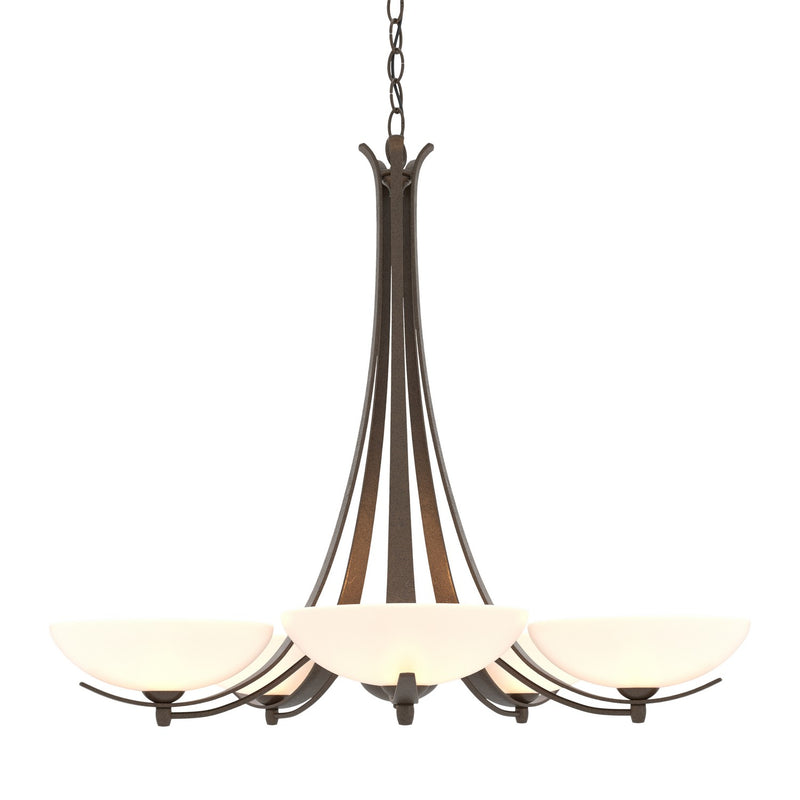 Hubbardton Forge 101261-SKT-05-GG0123 Five Light Chandelier, Bronze