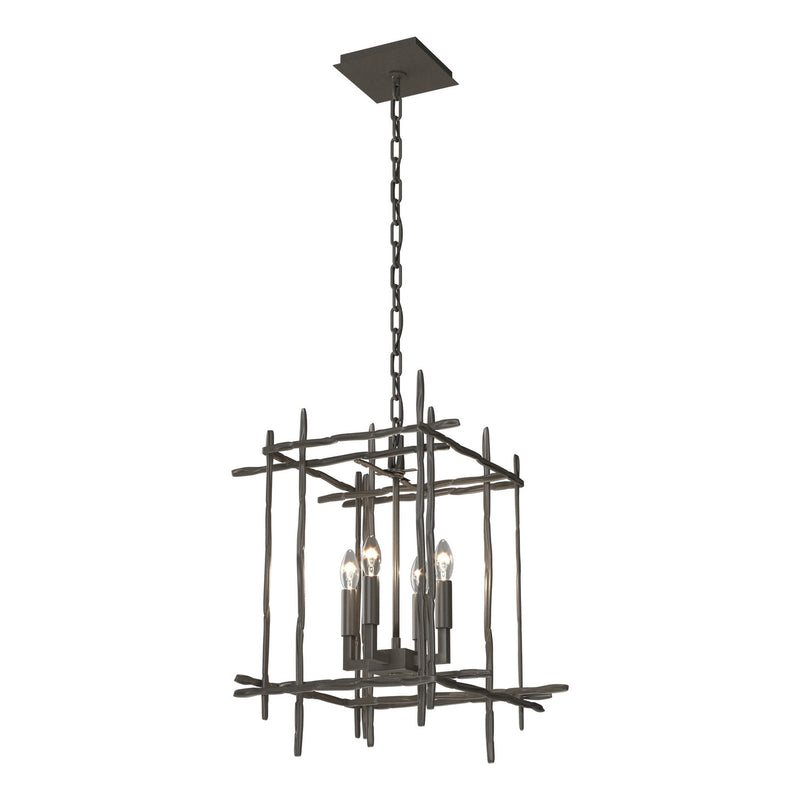 Hubbardton Forge 101315-SKT-07 Four Light Chandelier, Dark Smoke