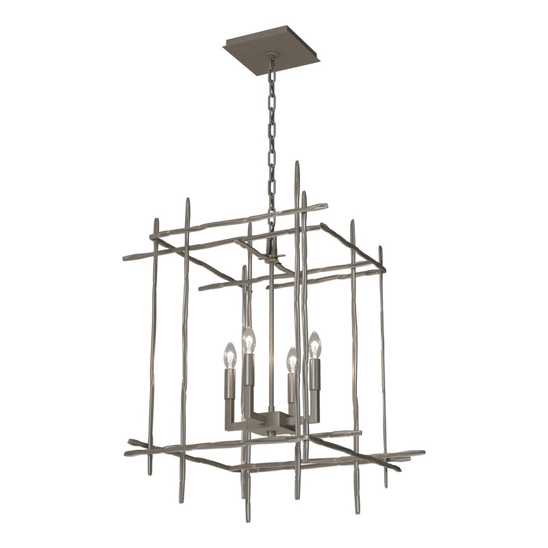 Hubbardton Forge 101316-SKT-07 Four Light Chandelier, Dark Smoke