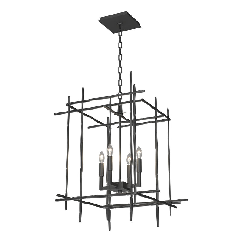 Hubbardton Forge 101316-SKT-10 Four Light Chandelier, Black