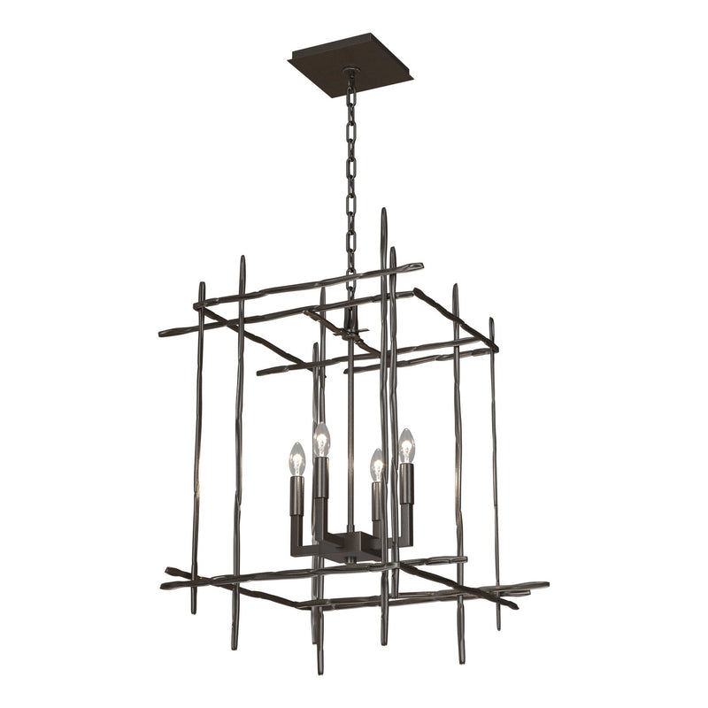Hubbardton Forge 101316-SKT-14 Four Light Chandelier, Oil Rubbed Bronze