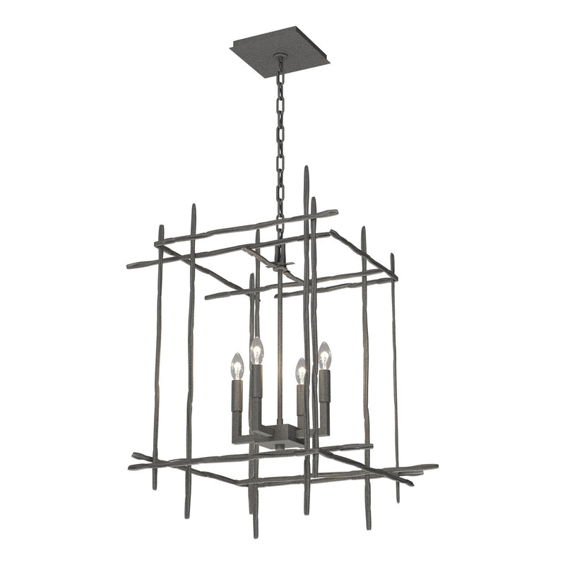 Hubbardton Forge 101316-SKT-20 Four Light Chandelier, Natural Iron