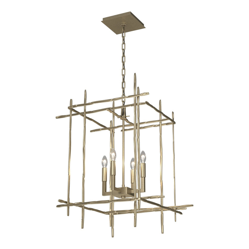 Hubbardton Forge 101316-SKT-84 Four Light Chandelier, Soft Gold