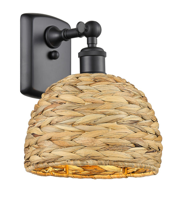 Innovations 516-1W-BK-RBD-8-NAT One Light Wall Sconce, Matte Black
