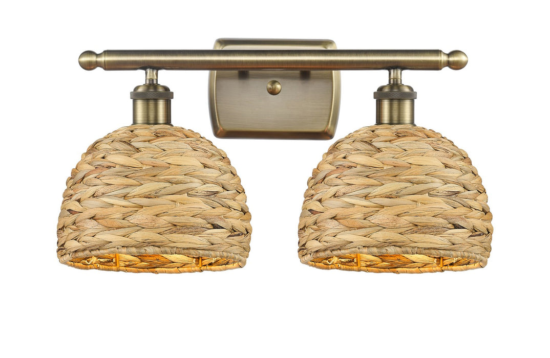 Innovations 516-2W-AB-RBD-8-NAT Two Light Bath Vanity, Antique Brass