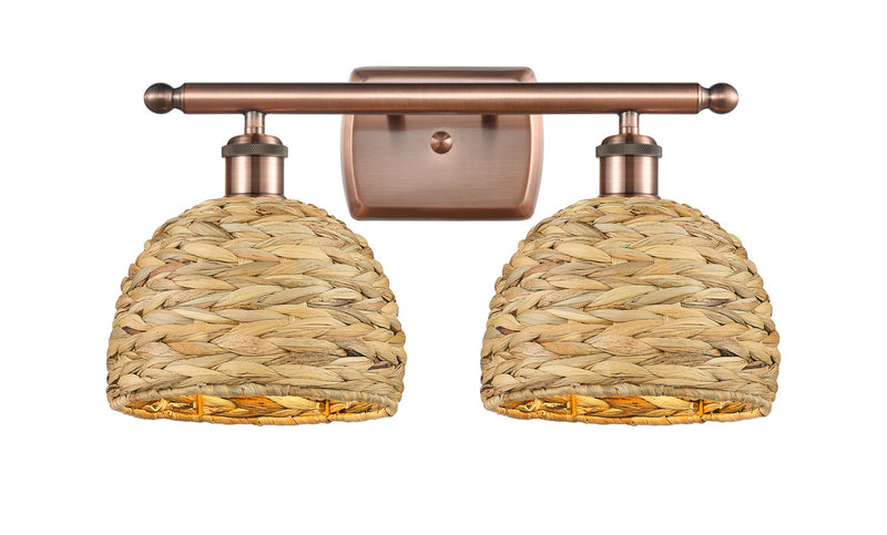 Innovations 516-2W-AC-RBD-8-NAT Two Light Bath Vanity, Antique Copper