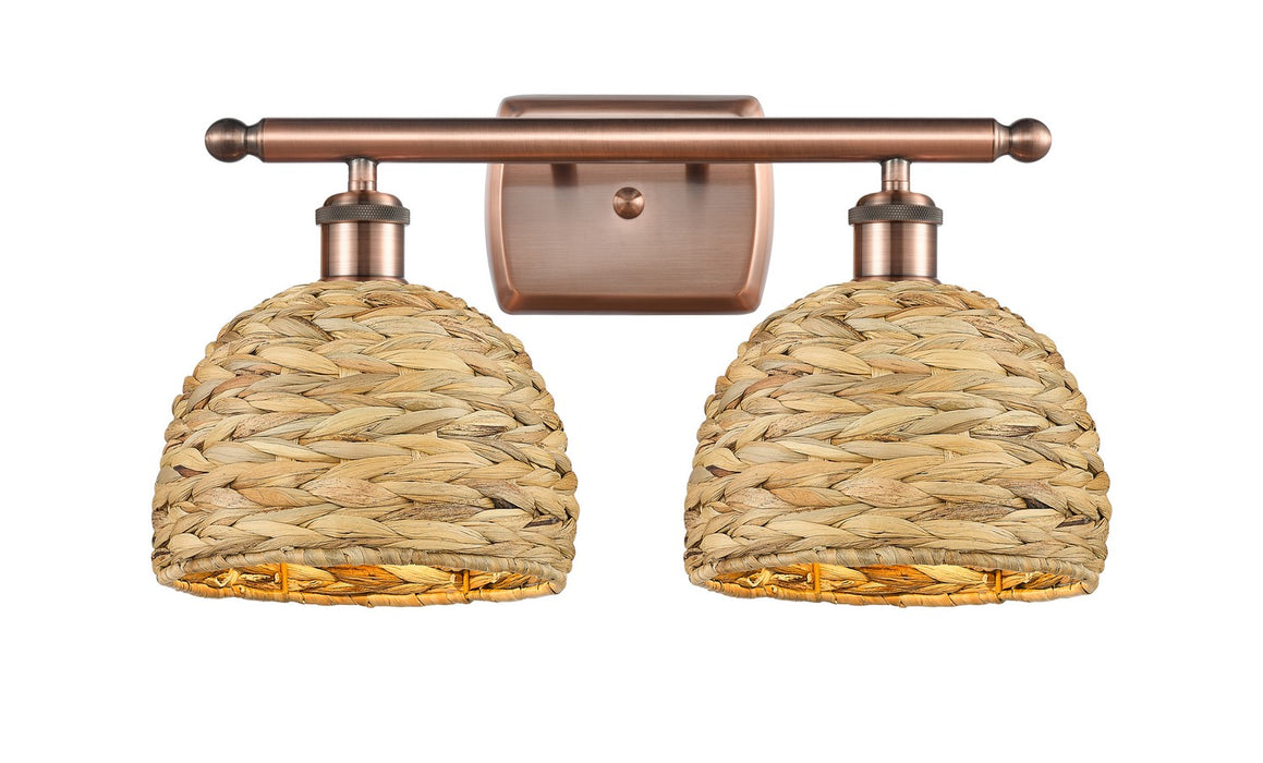 Innovations 516-2W-AC-RBD-8-NAT Two Light Bath Vanity, Antique Copper