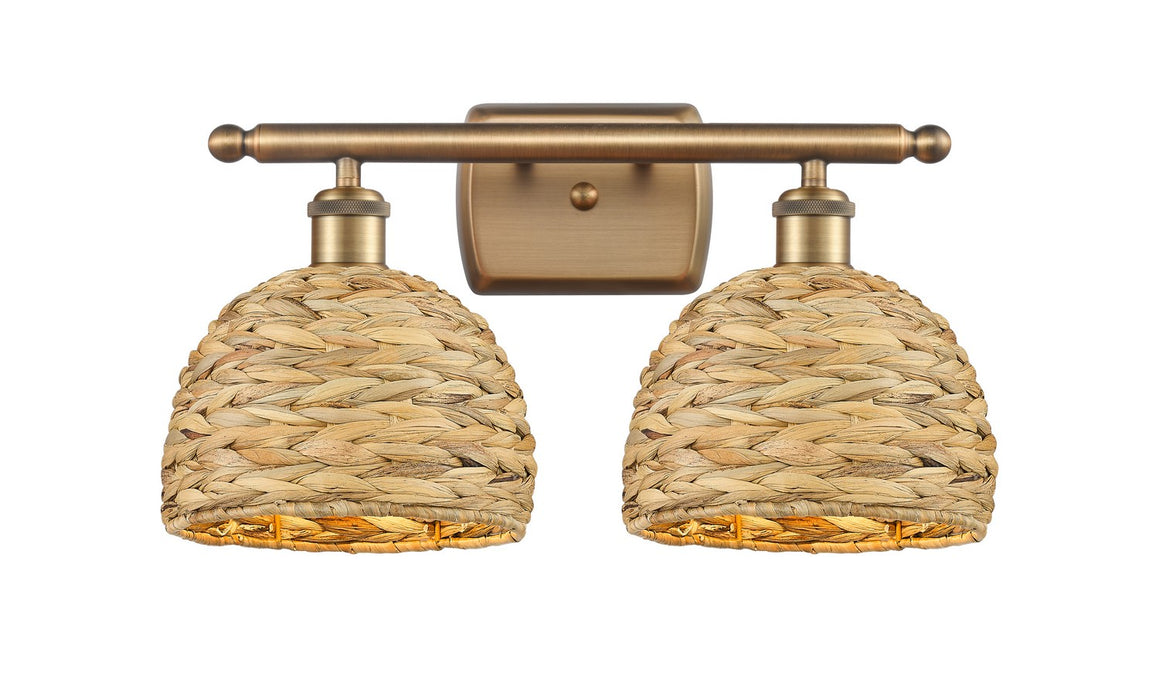 Innovations 516-2W-BB-RBD-8-NAT Two Light Bath Vanity, Brushed Brass