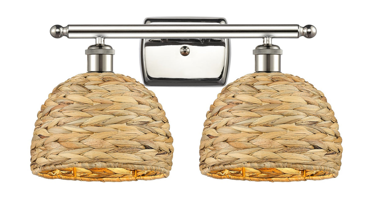 Innovations 516-2W-PN-RBD-8-NAT Two Light Bath Vanity, Polished Nickel