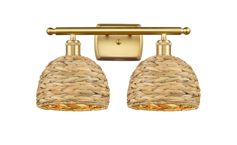 Innovations 516-2W-SG-RBD-8-NAT Two Light Bath Vanity, Satin Gold