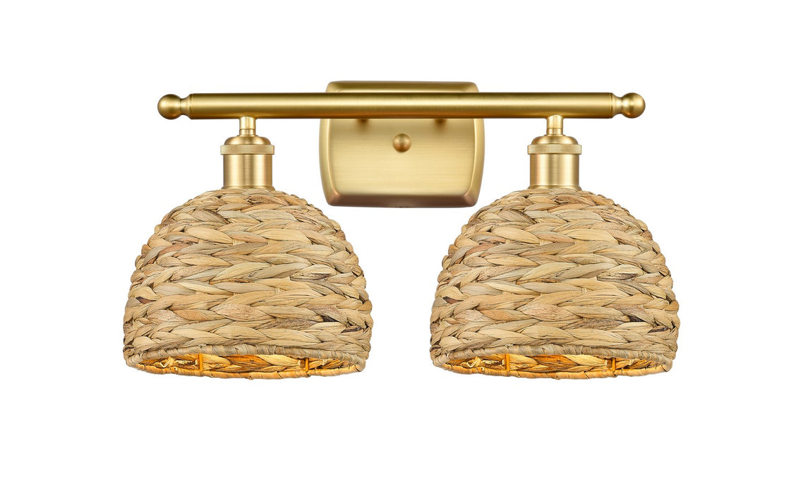 Innovations 516-2W-SG-RBD-8-NAT Two Light Bath Vanity, Satin Gold