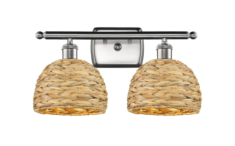 Innovations 516-2W-SN-RBD-8-NAT Two Light Bath Vanity, Satin Nickel