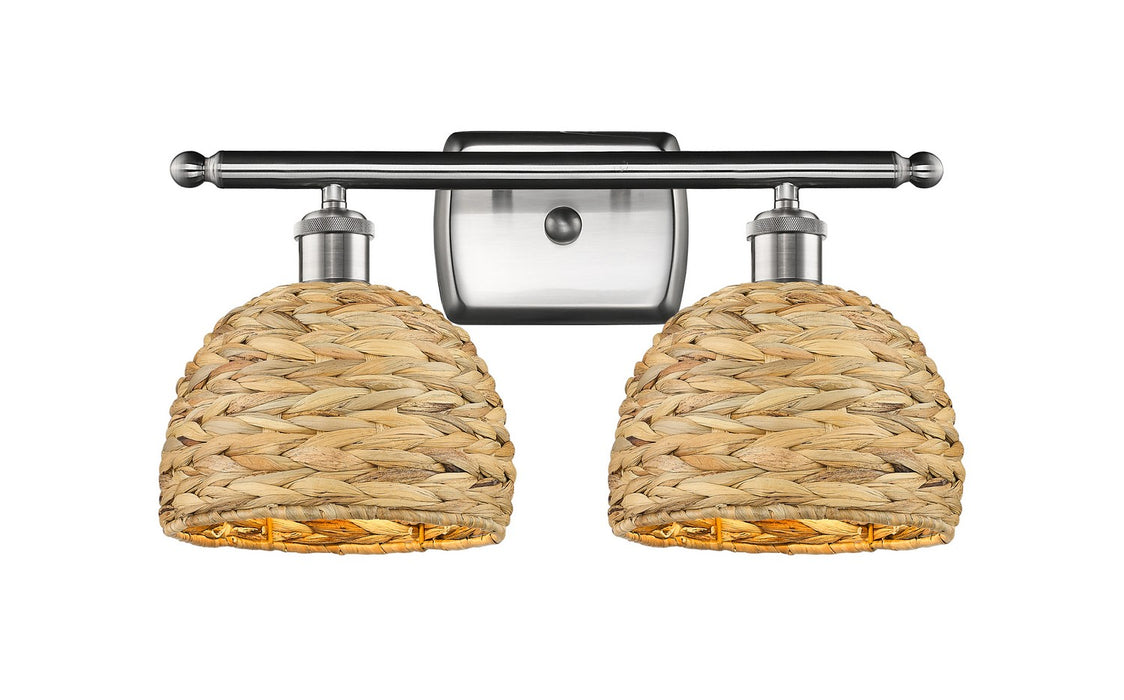 Innovations 516-2W-SN-RBD-8-NAT Two Light Bath Vanity, Satin Nickel