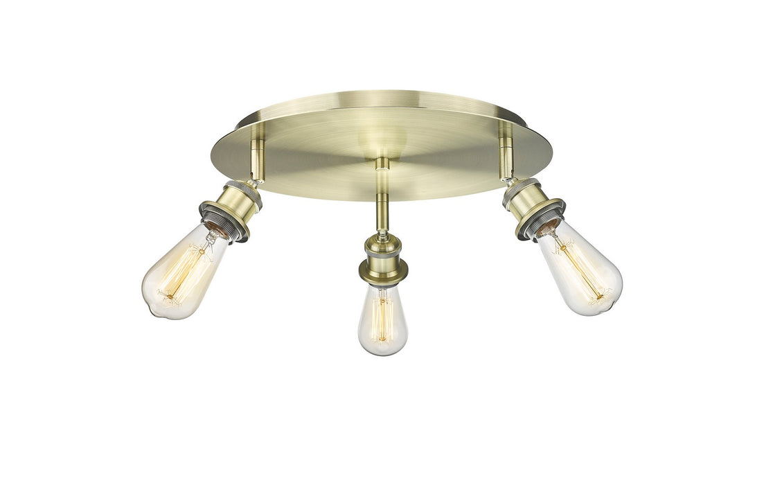 Innovations 516-3C-AB Three Light Flush Mount, Antique Brass