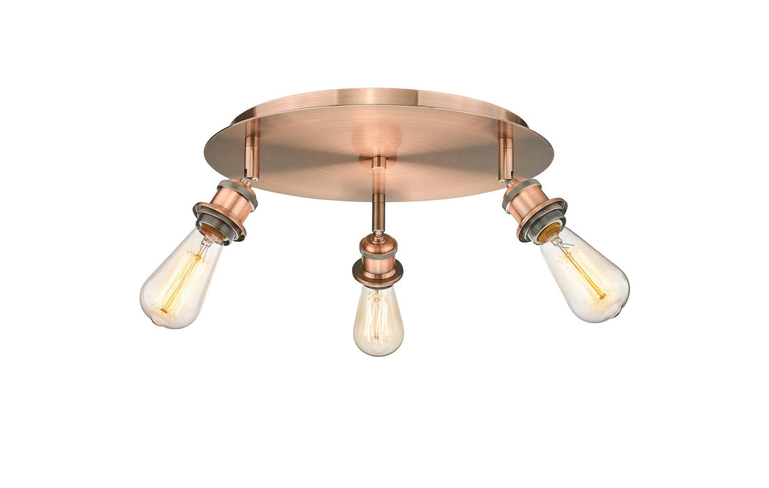 Innovations 516-3C-AC Three Light Flush Mount, Antique Copper