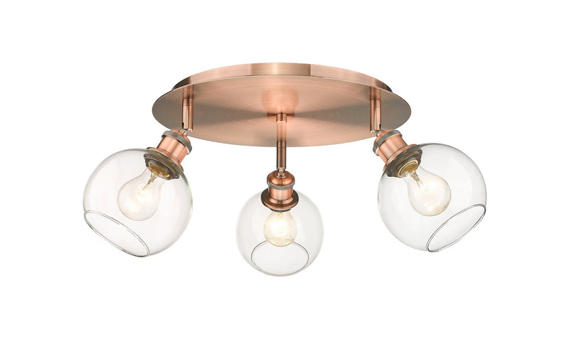 Innovations 516-3C-AC-G122-6 Three Light Flush Mount, Antique Copper