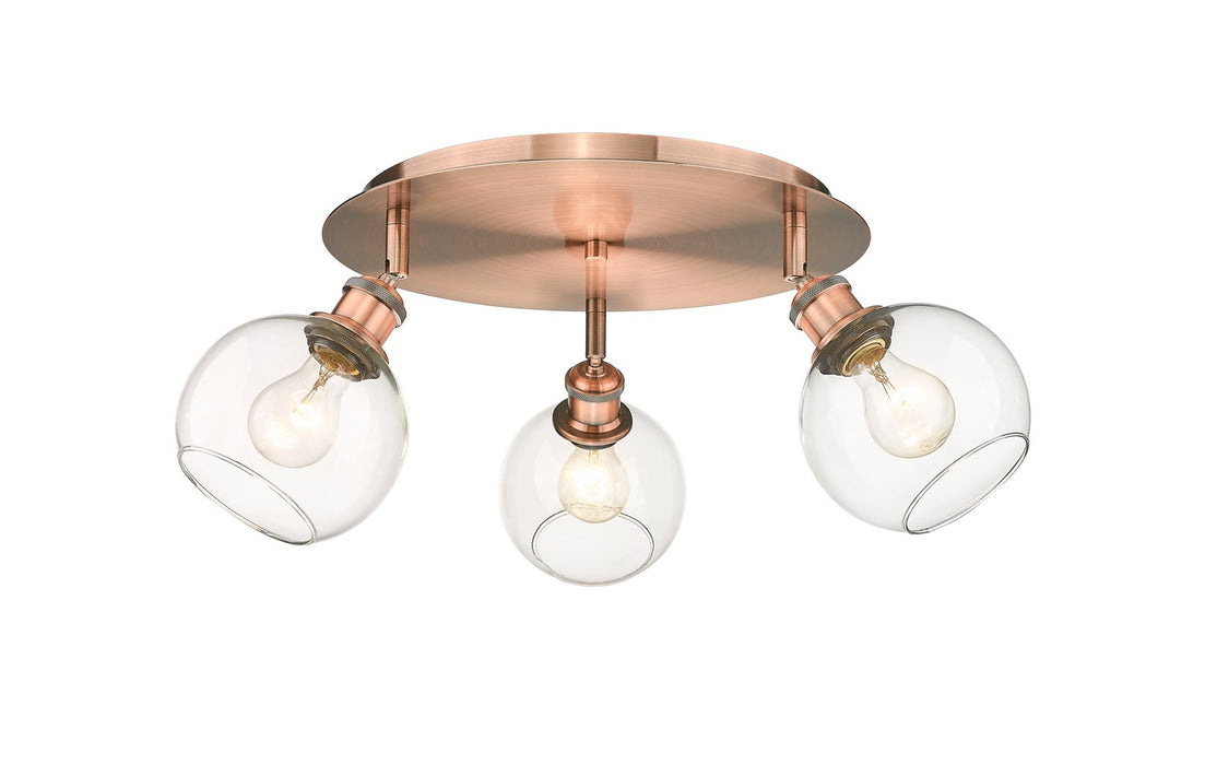 Innovations 516-3C-AC-G122-6 Three Light Flush Mount, Antique Copper