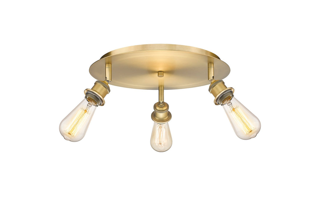 Innovations 516-3C-BB Three Light Flush Mount, Brushed Brass